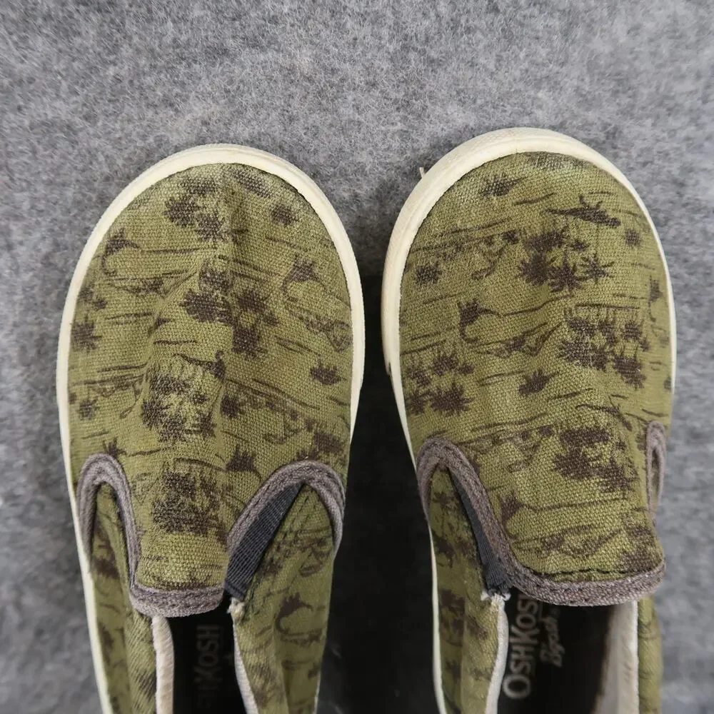 OshKosh B'Gosh Shoes Kids 10 Sneakers Slip On Trainers Fabric Green Toddler Boy